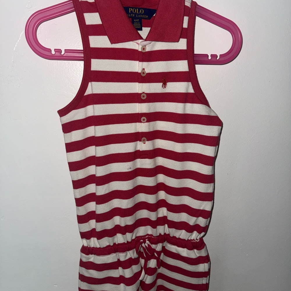 Ralph Lauren Kids Red and White Striped Romper